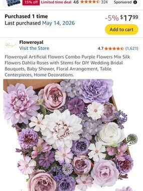 New in Box - Purple and White Artificial Flower Mix - Home Accents